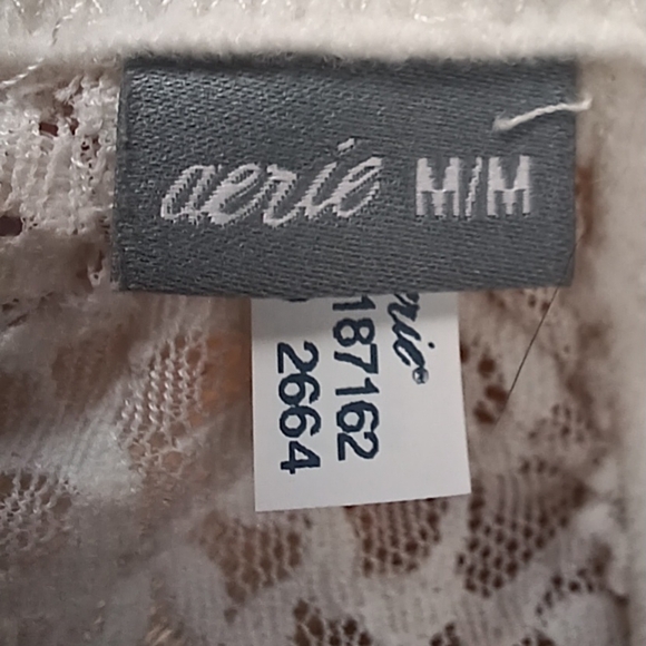 AERIE Eyelash Bralette Lace Plunge Bra Convets Racerback Light Ivory Size M - Picture 9 of 12